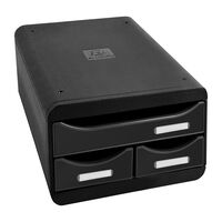 Exacompta Small-Box Desktop Drawer Set Black with 3 Drawers Glossy