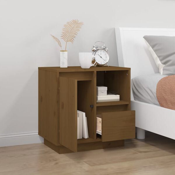 vidaXL Bedside Cabinet Honey Brown 50x34x50 cm Solid Wood Pine