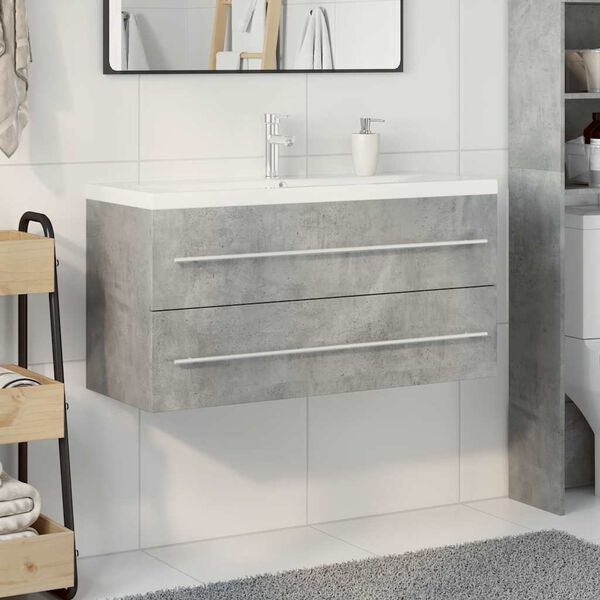 vidaXL 2 Piece Bathroom Furniture Set Concrete Grey Engineered Wood
