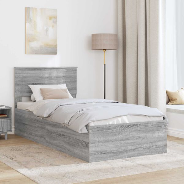 vidaXL Bed Frame Grey Sonoma 75 x 190 cm Engineered Wood
