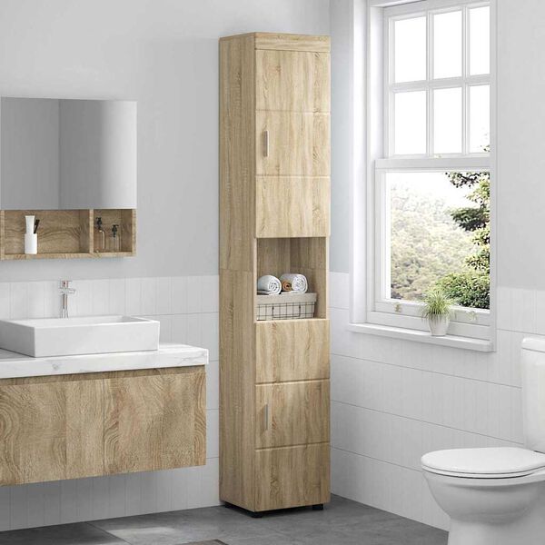 vidaXL Bathroom Cabinet Set TULUM Sonoma Oak 37 x 31.5 x 203 cm