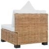 vidaXL Armless Sofa with Cushions Natural Rattan