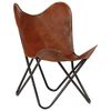 vidaXL Butterfly Chair Brown Kids Size Real Leather