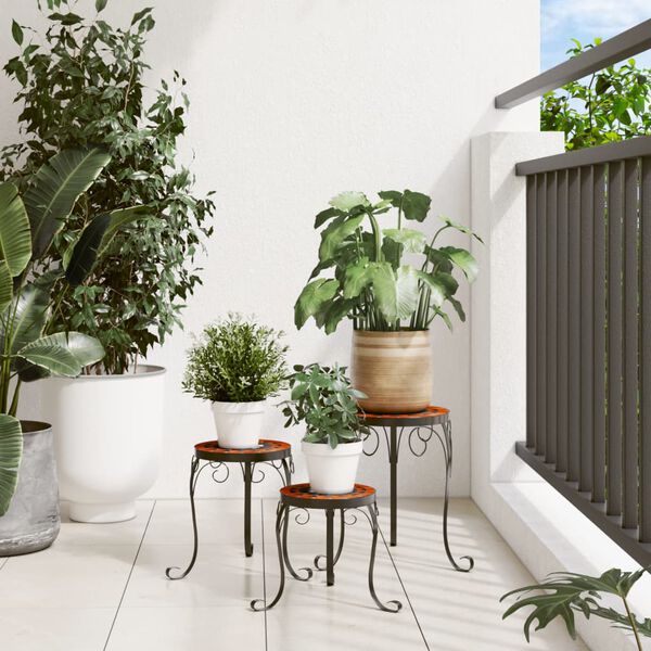 vidaXL Plant Stands 3 pcs Terracotta and White Ceramic
