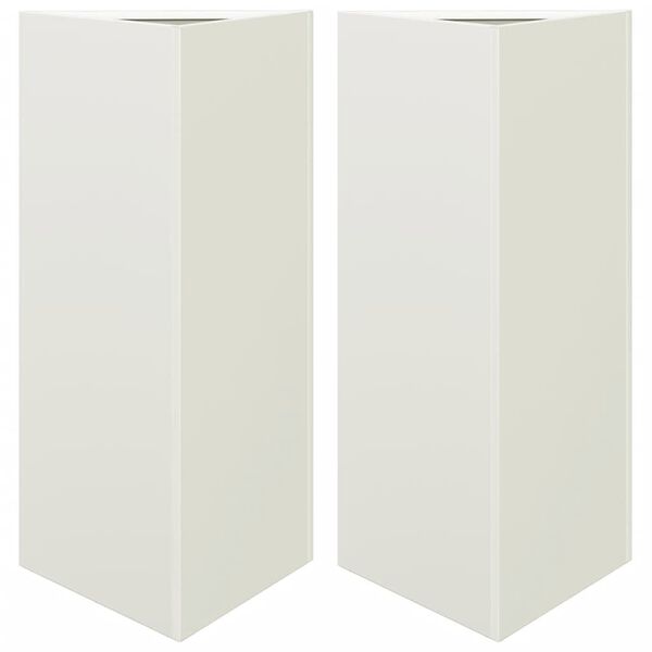 vidaXL Garden Planters 2 pcs White Triangular 40x34.5x70 cm Steel