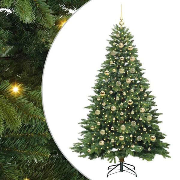 vidaXL Artificial Christmas Tree with 300 LEDs Green 210 cm PE and PVC
