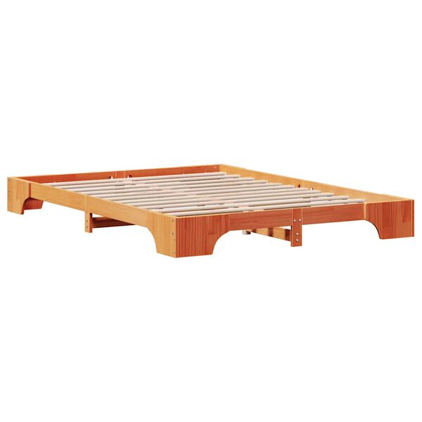 vidaXL Bed Frame Wax Brown 160 x 200 cm Solid Pine Wood