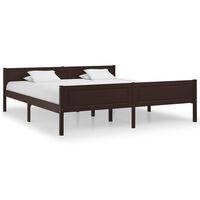vidaXL Bed Frame Solid Pinewood Dark Brown 180x200 cm Super King