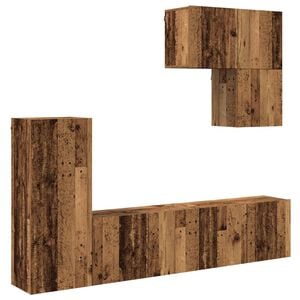 vidaXL TV Wall Unit Wall-mounted 5 pcs Old Wood Engineered Wood