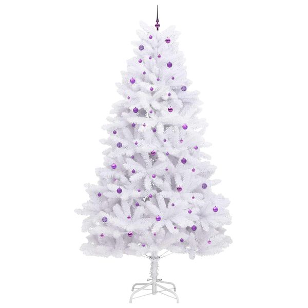 vidaXL Artificial Hinged Christmas Tree White 300 cm PVC and Steel
