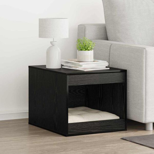 vidaXL Cat Litter Box Enclosure Black Oak 47 x 59 x 42 cm