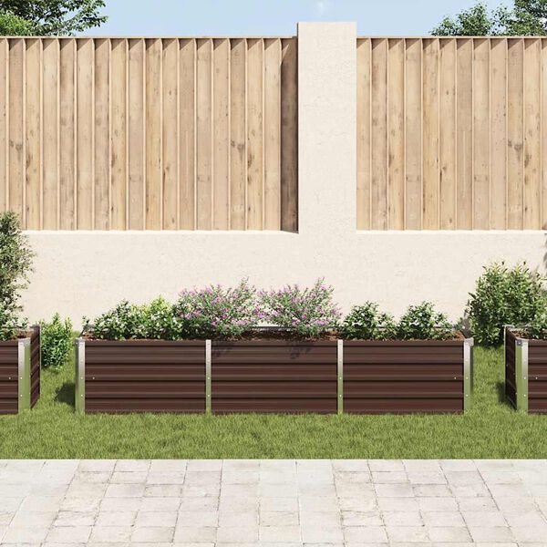 vidaXL Garden Raised Bed Galvanised Steel 240x40x45 cm Brown
