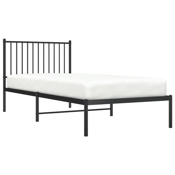 vidaXL Metal Bed Frame without Mattress with Headboard Black 90x200cm