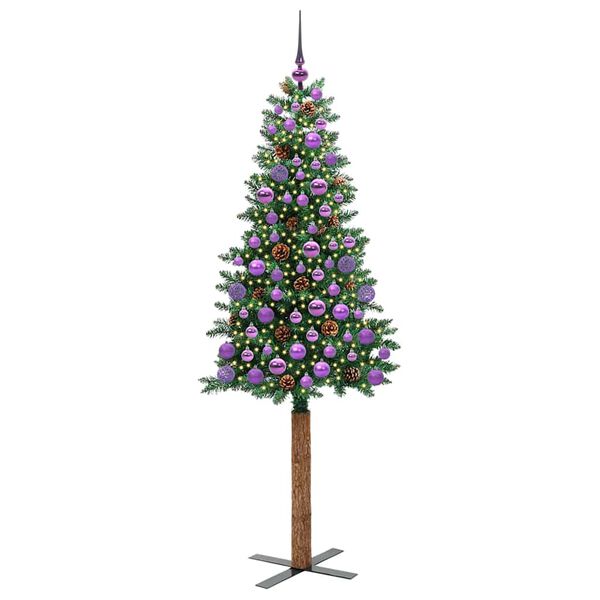 vidaXL Slim Christmas Tree Green 180 cm PVC and Solid Pine wood
