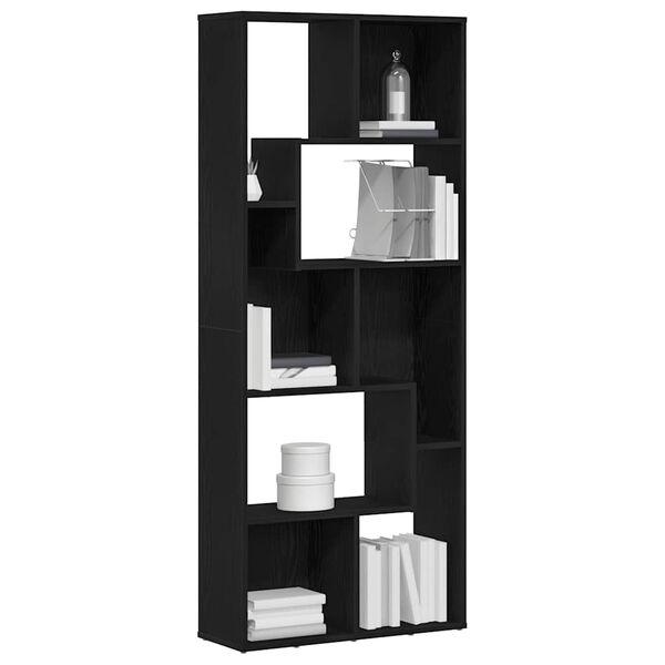 vidaXL Bookcase Black Oak 67x24x161 cm Engineered Wood