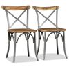 vidaXL Dining Chairs 4 pcs Solid Mango Wood and Steel Cross Back