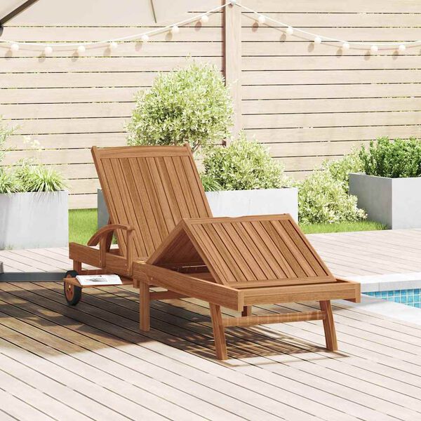 vidaXL Sun lounger Folding Brown 195 x 59 x 78.5 cm Solid Teak Wood