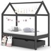 vidaXL Kids Bed Frame with a Drawer Dark Grey Solid Pine Wood 70x140cm