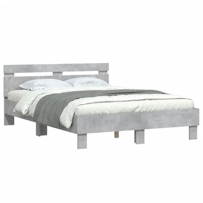 vidaXL Bed Frame with Headboard Concrete Grey 120x190 cm Small Double Engineered Wood