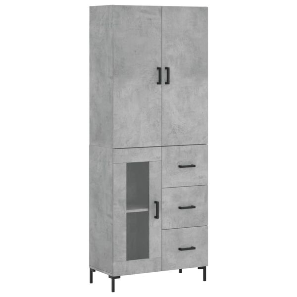 vidaXL Highboard Concrete Grey 69.5x34x180 cm Engineered Wood