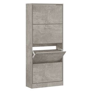 vidaXL Shoe Cabinet Concrete Grey 63x24x147 cm Engineered Wood