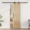 vidaXL Sliding Door Natural and Black 61 x 198.5 cm Solid Pine Wood
