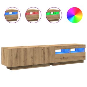 vidaXL TV Cabinet with LED Lights Artisan Oak 180x35x40 cm Engineered Wood