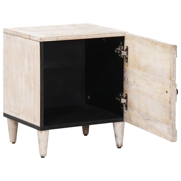 vidaXL Bedside Cabinet White 40 x 33.5 x 46 cm Solid Mango Wood