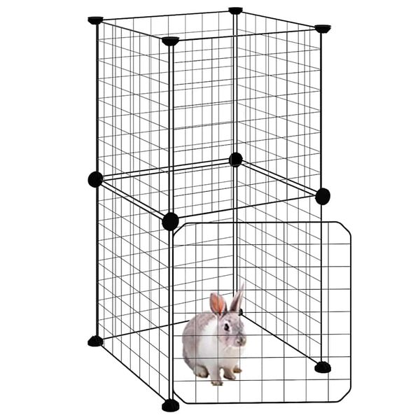 vidaXL 8-Panel Pet Cage with Door Black 35x35 cm Steel