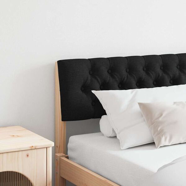 vidaXL Upholstered Headboard Black 200 cm Solid Pine Wood