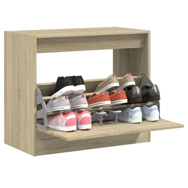 vidaXL Shoe Cabinet Sonoma Oak 80x42x69 cm Engineered Wood