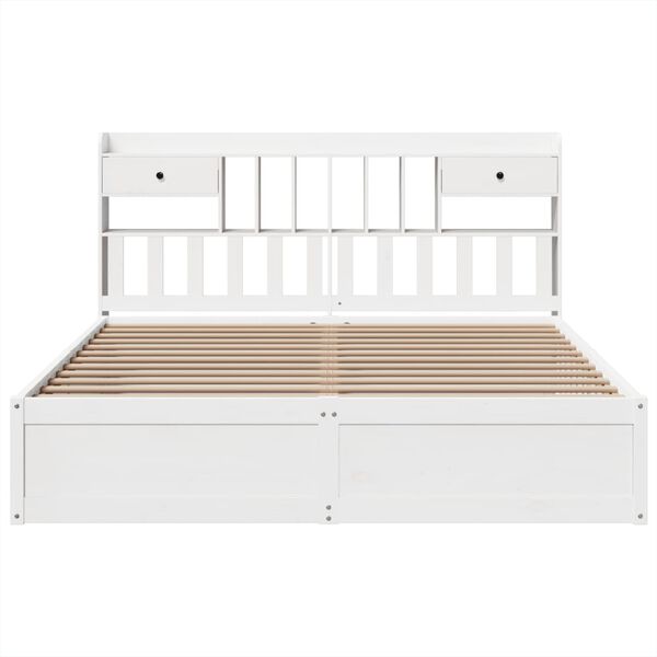 vidaXL Bed Frame without Mattress White 180x200 cm Super King Solid Wood Pine
