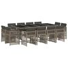 vidaXL 13 Piece Garden Dining Set with Cushions Grey Poly Rattan