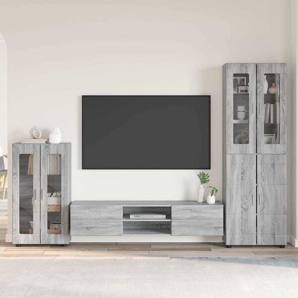 vidaXL TV Cabinet Set with Drawer Grey Sonoma Engineered Wood