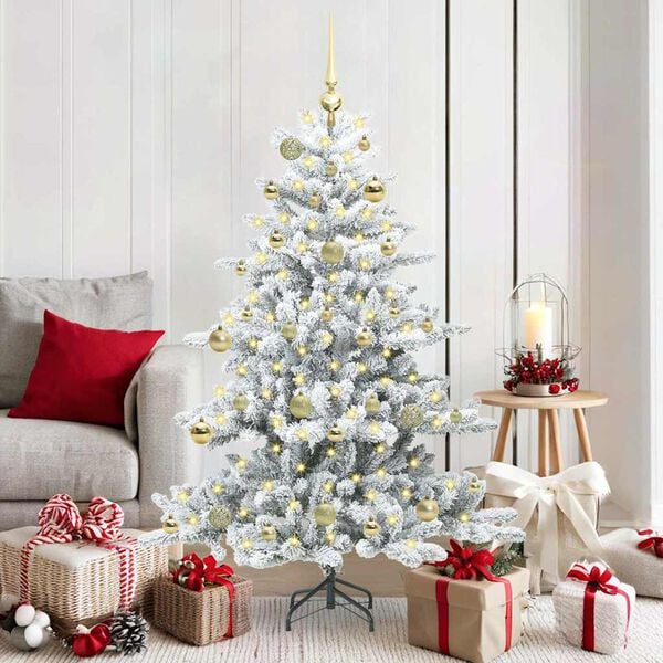 vidaXL Artificial Hinged Christmas Tree White 150 cm PVC and Steel
