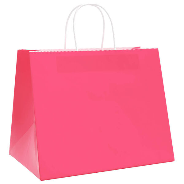 vidaXL Paper Bags 250 pcs with Handles Pink 32x22x24 cm
