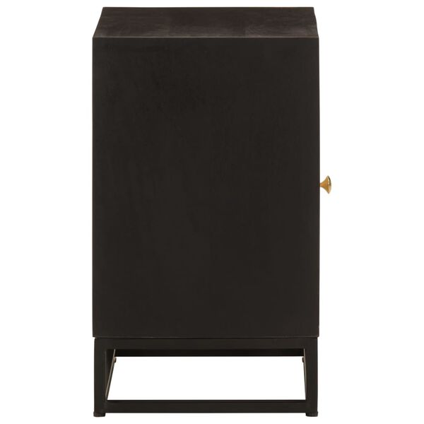 vidaXL Bedside Cabinet Black 40x30x50 cm Solid Wood Mango and Iron
