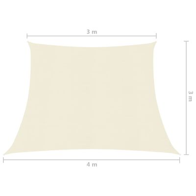 vidaXL Sunshade Sail 160 g/m² Cream 3/4x3 m HDPE