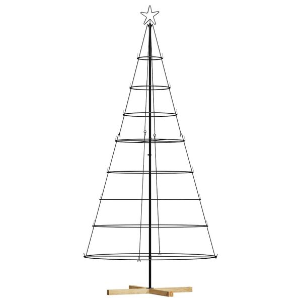vidaXL Christmas Cone Tree with Stand Black 210 cm Steel