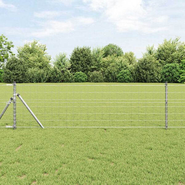 vidaXL Fence with Posts Silver 0.4 x 10 m Steel