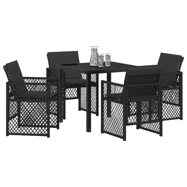 vidaXL Garden Dining Set 5 pcs Black Poly Rattan