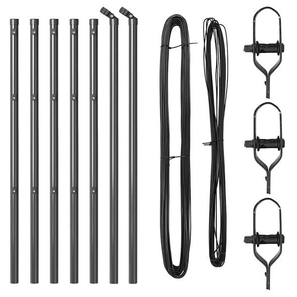 vidaXL Fence Post 7 pcs Grey Steel