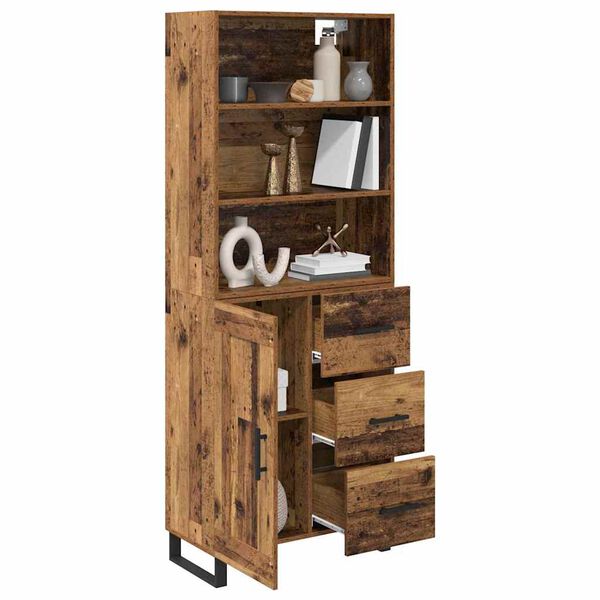 vidaXL Highboard Old Wood 69.5 x 34 x 180 cm Engineered Wood