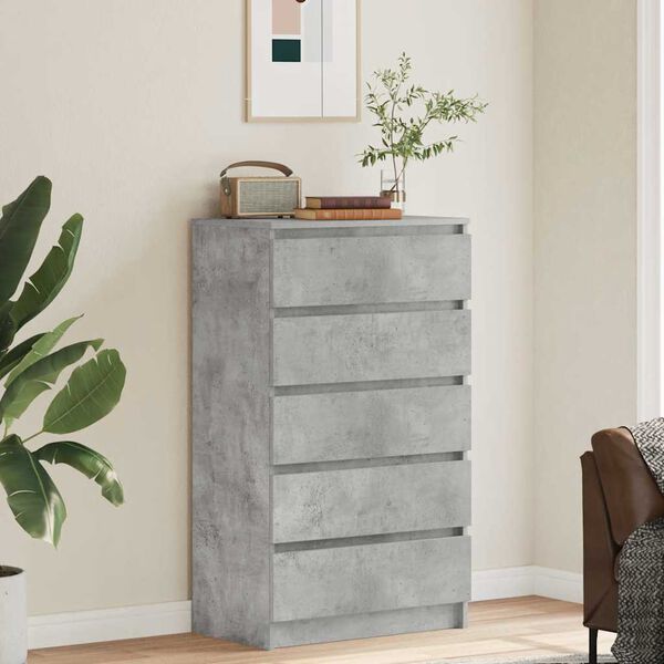 vidaXL Drawer Cabinet Concrete Grey 60x36x103 cm Engineered Wood