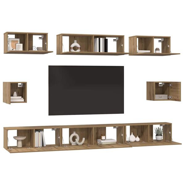 vidaXL TV Cabinet Set Wall-mounted 8 pcs Artisan Oak Engineered Wood