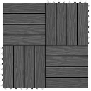 vidaXL 11 pcs Decking Tiles Deep Embossed WPC 30x30 cm 1 sqm Black