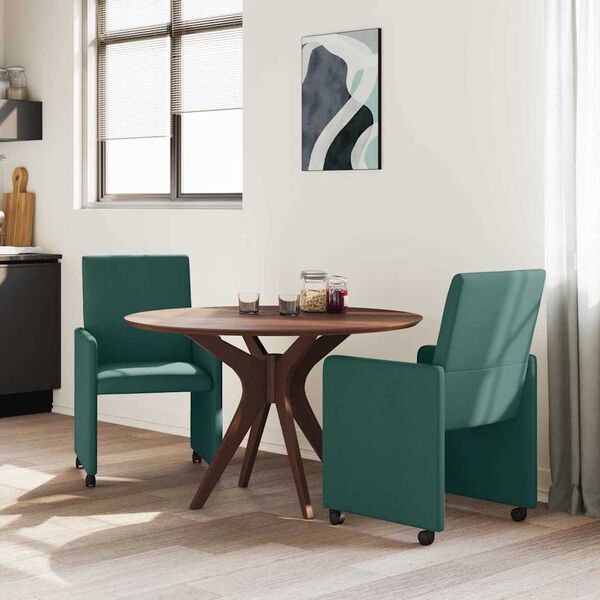 vidaXL Dining Chairs with Wheels 2 pcs Dark green 57 x 66 x 94 cm