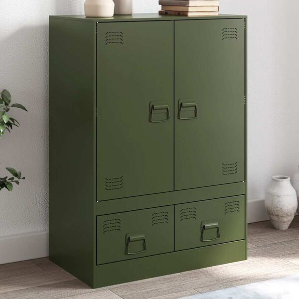 vidaXL Highboard Olive Green 67x39x95 cm Steel