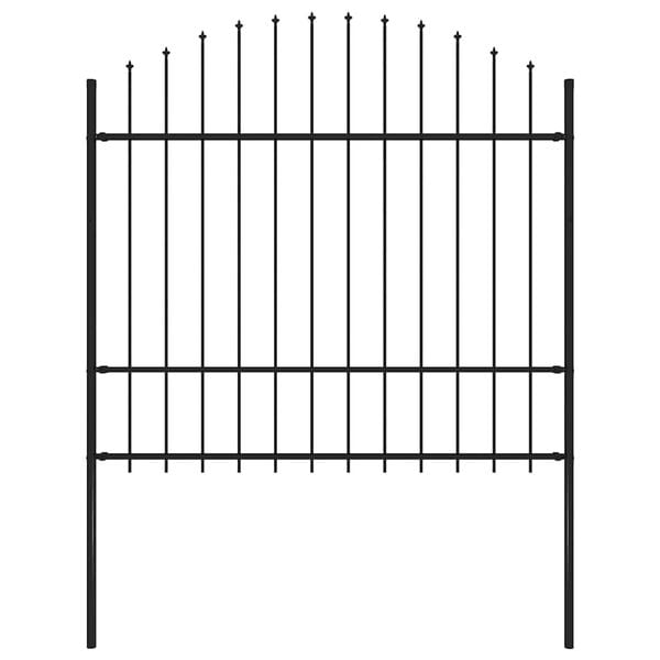 vidaXL Garden Fence with Spear Top Steel 170x175 cm Black
