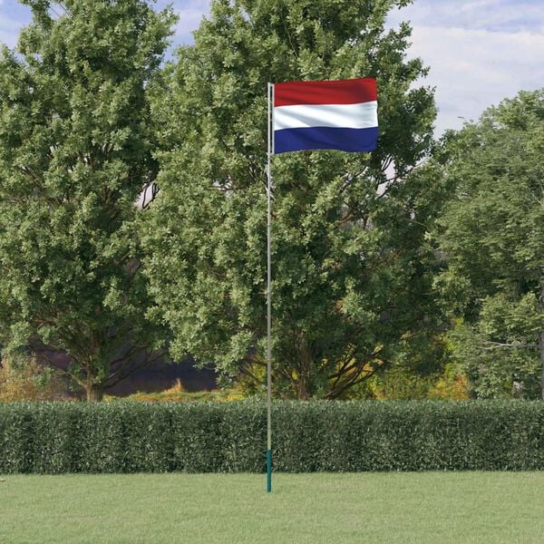 vidaXL Netherlands Flag and Pole 5.55 m Aluminium